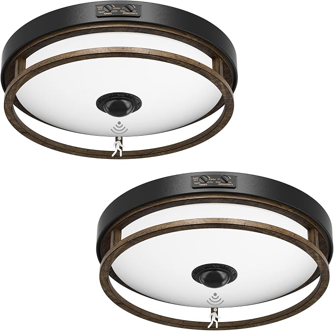 2Pack 12" LED Motion Sensor Outdoor Ceiling Light for Porch, Brown