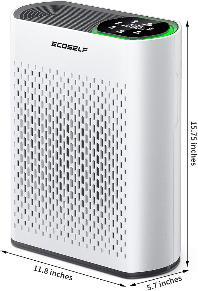 Air Purifier for Large Room, Cleans 2,400 ft² in 30 Mins, 3-Stage True HEPA, 360° Airflow, Large Touch Display Control, Real-Time Air Quality (PM2.5) Display, Ultra-Quiet 20dB Sleep Mode, HAP602 White