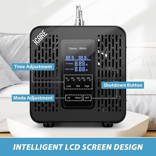 Ozone Generator 60,000mg/h & Ozone Generator Water 1000 mg/h High Capacity Smart Ozone Machine Odor Removal Commercial Ozone Odor Eliminator for Home, Smoke, Pet Odor, Car, Cleaning Fruits, Vegetables
