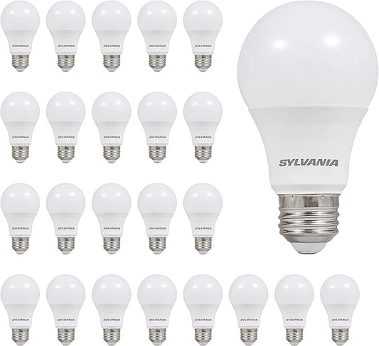 Sylvania LED Light Bulb, 75W Equivalent A19, Efficient 12W, Medium Base, Frosted Finish, 1100 Lumen, Soft White - 24 Pack (41300)