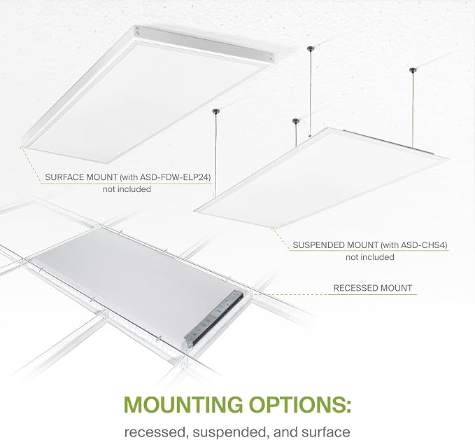 ASD 4 Pack 2x4 LED Flat Panel Light - 30/40/50W UL DLC | 6341LM 3500K 4000K 5000K Selectable Dimmable 2x4 LED Drop Ceiling Light Fixture | 2x4 Drop Ceiling Lights, Commercial Lights for Ceiling