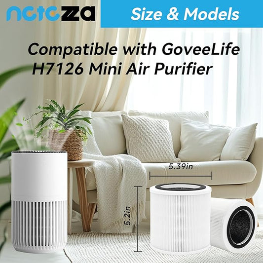 2 Pack H7126 Replacement Filter Compatible with Govee H7126 Mini Air Purifier,3-in-1 True Air Filter,Replace Part #H7126-RF