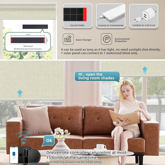 SmartWings Motorized Blinds Dual-Sided Cordless Smart Blackout Shades, Custom Size, Rechargeable Battery, Work with Matter/Apple HomeKit, Alexa, Thread/Zigbee, Remote Optional, Bouvardia Cream