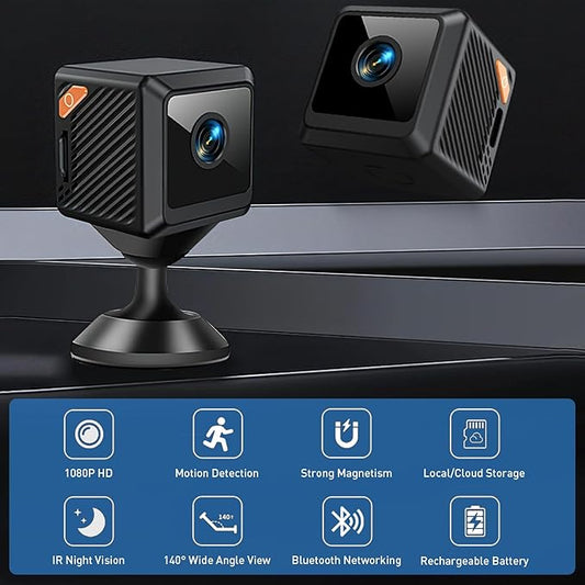 Hidden Camera for Home Security - 1080P HD Mini Indoor Camera for Surveillance - Spy Cam with WiFi Wireless, App Control, Motion Detection, Night Vision, Instant Alerts, Cloud & SD Card Storage
