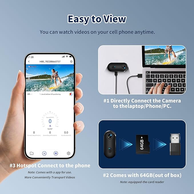 4K Mini Body Camera, Wearable Action Body Cam, Sports Action Camera,Thumb Size Hands-Free Recording Body Worn Camera, Premium Portable Camcorder Mount Anywhere for Work, Travel,Fishing(Black-128G)