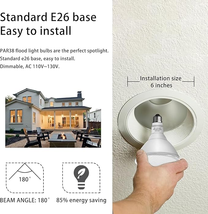 Gonhom Par38 LED Dusk to Dawn Flood Light Bulbs Outdoor,20W Replace up to 200W,1800LM,E26 Base Outdoor Flood Light Bulbs for Backyard,Garage,Porch,Garden,5000K 2 Pack