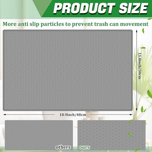 Tinideya Waterproof Trash Can Mat with Raised Edge Non Slip Under Garbage Mat Trash Can Pads Protective Silicone Rubber Tray for Kitchen to Avoid Spills Floor Scratches(Gray,11.8" X 18.9")