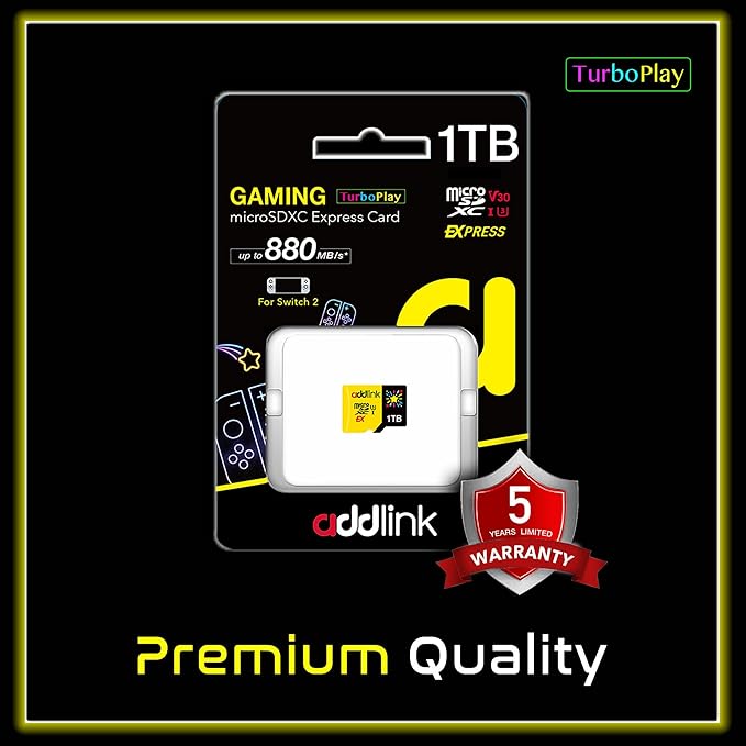addlink 1TB Gaming microSD Express Card for Nintendo-Switch 2, Speed Up to R/W 880/750 MB/s MicroSDXC Express Memory, ROG Ally, Steam Deck, Camera UHS-I, C10, U3, V30, Full HD 4K