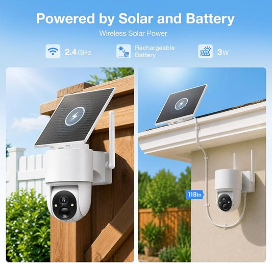 Tical Solar Security Cameras Wireless Outdoor 4 Pack, 4MP, 24/7 Recording