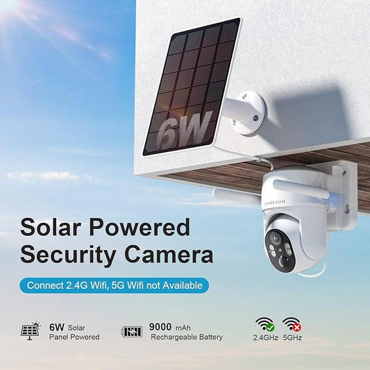 HOSAFE.COM Solar Security Cameras Wireless Outdoor, 360° PTZ Remote Cameras for Home Security Solar Powered, 2K 3MP Security Camera Outdoor Wireless, Free Cloud Storage(Need Apply)