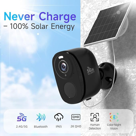 4Pack 5G/2.4G Solar Security Cameras Wireless Outdoor, 2K Battery Camera w/Solar Panel, Siren Alarm ,Color Night Vision, 2-Way Talk, Waterproof, Works/Alexa ,Wifi Camera for Outdoor Surveillance