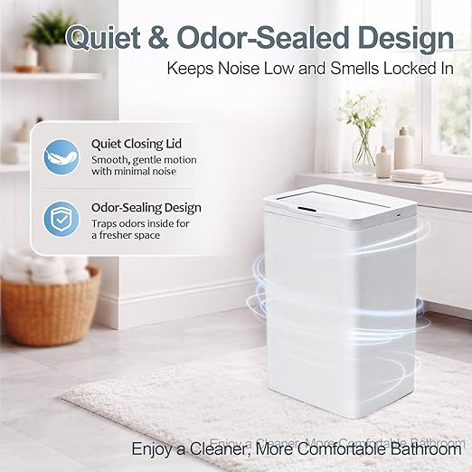 Rechargeable Motion Sensor Trash Can, 4 Gallon Bathroom Trash Can with Lid, Touchless Automatic Smart Slim Garbage Can for Narrow Spaces, Office, RV, Bedroom