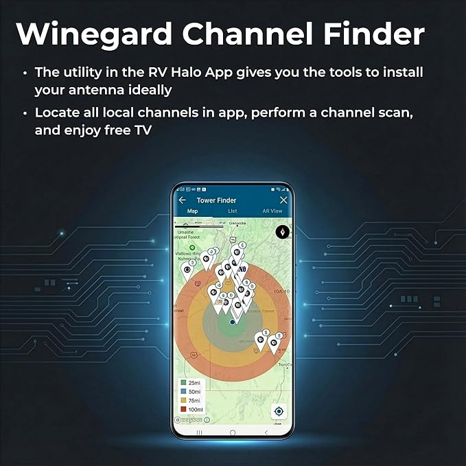 Winegard RV-3095 Sensar III Amplified Outdoor RV Antenna - Crank-Up Batwing HDTV - VHF/UHF, Digital, 4K Ready - Rotation Aiming 65 Mile Long Range - 48 Inch Raised Height