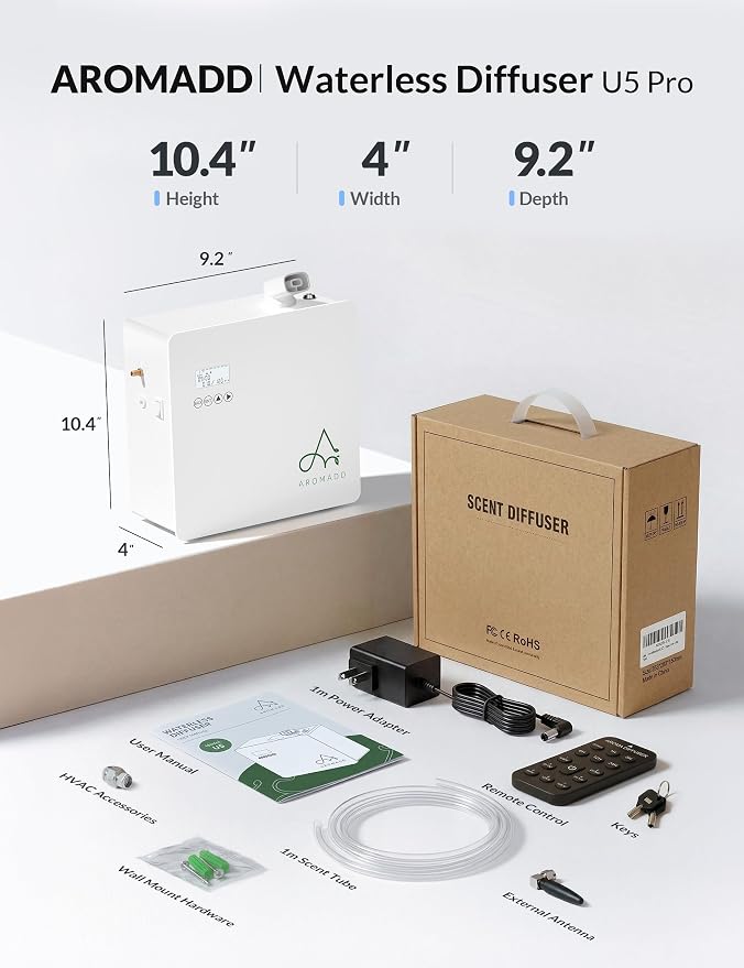 2026 Upgraded 3500 Sq.Ft HVAC Scent Diffuser for Home | Smart Whole House Waterless Diffuser with App & Remote Control, Hotel Collection Diffuser, Cold Air Tech, 600mL, White