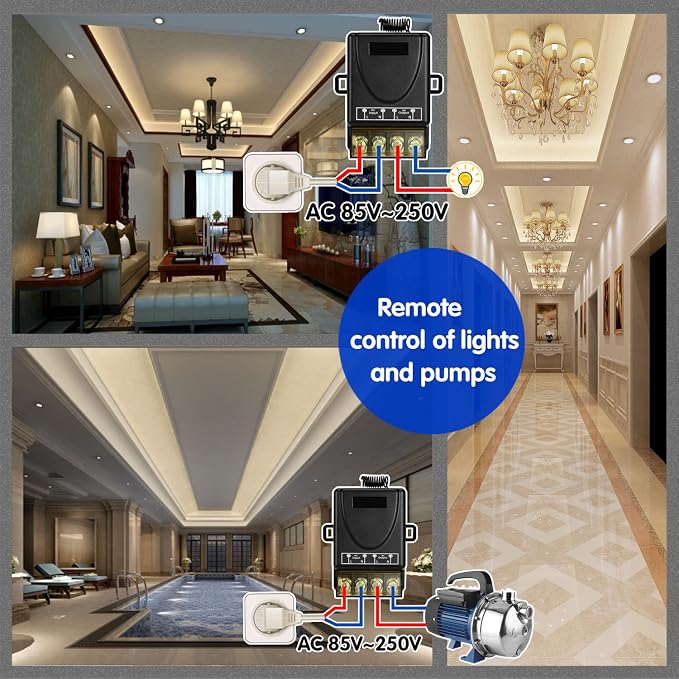 DieseRC 433Mhz Wireless Remote Control Radio Control Switch AC 110V 220V 240V 30A Relay Receiver with 3 Transmitters for Light Water Pump Household Appliances Farm Irrigation and Electrical Equipment