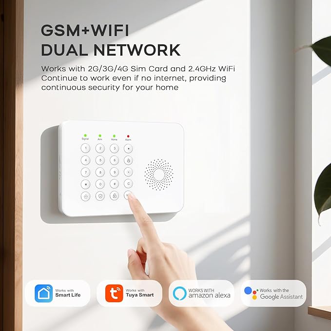2026 Alarm System for Home Security,20 Piece DIY Home Alarm System with Smart Life or Tuya App Real-Time Alert,SOS Button,Remote,Compatible with Alexa and Google NO Monthly Fees,Easy to Install