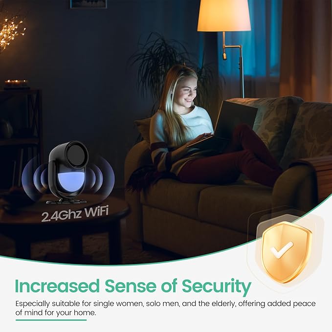 Home Alarm System,2.4G WiFi PIR Motion Sensor Alarm, Wireless DIY Smart Door/Window Alarm for Home Security with Phone APP Alert 4-Piece Kit(2Door Window Sensor),for House Apartment Office,Black