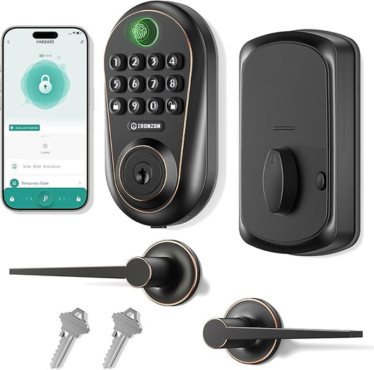 IronZon Electronic Keyless Door Lock with Keypad, Gold