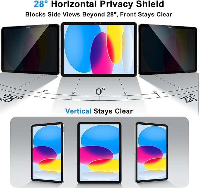 Privacy Screen Protector for iPad 11th Generation (A16) 2025/ 10th Gen 2022, Anti-Spy Tempered Glass Film for iPad A16, Touch Sensitive,Bubble Free, Case Friendly, 1 Pack