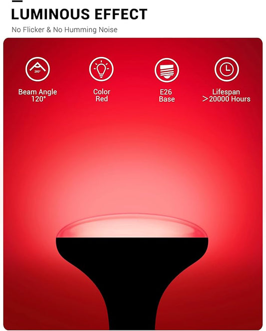 JandCase Christmas Light Bulbs, Red BR30 Flood Light Bulb, 11W(100W Equivalent) LED Recessed Light Bulbs, 900lm, Non-Dimmable, E26 Base, 2 Pack,Christmas Decor