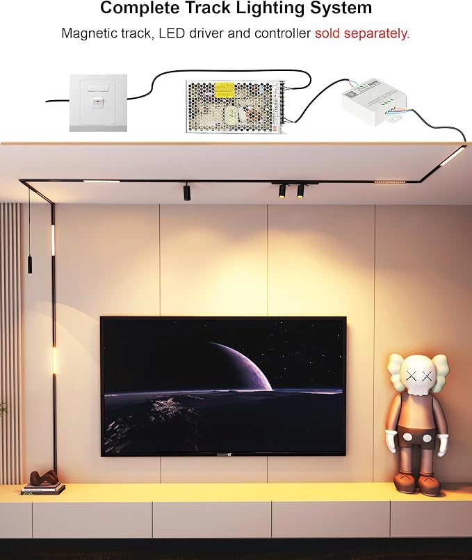 90-Degree Corner Connector for 4-Wire Magnetic Track | Aluminum Alloy Vertical Shape Joint, Recessed Rail for LED Track Light, ONLY Compatible Rails, ETL Certificate