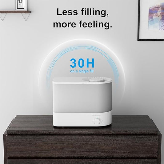 Megawise Cool Mist Ultrasonic Humidifier, Adjustable Mist Control, Quiet Operation, With a 6L top-fill tank and 50-hour runtime(White)
