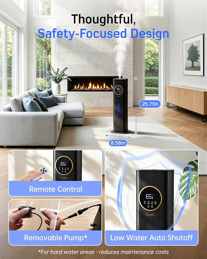 Humidifiers for Bedroom 500 sq ft,2.1Gal/8L Cool Mist Humidifier Large Room