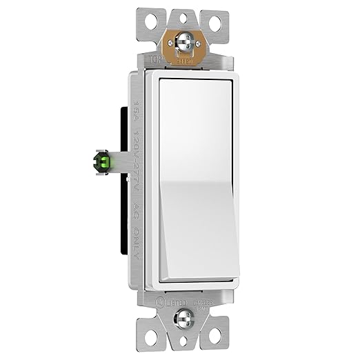 Enerlites Light Switch On/Off Paddle Wall Switch 91150-W | 15 Amp, 120V/277V, AC, Single Pole, 3 Wire, Grounding Screw, Residential and Commercial Graded Light Switch, UL Listed | White - 20 Pack