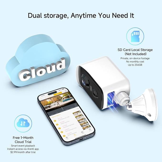 Arenti 340° Pan Wireless Security Camera Outdoor Magnetic, 3MP Battery Powered Wireless Camera for Home Security, Full-Color Night Vision, PIR AI Detection, 2-Way Audio, 2.4G WiFi Works with Alexa