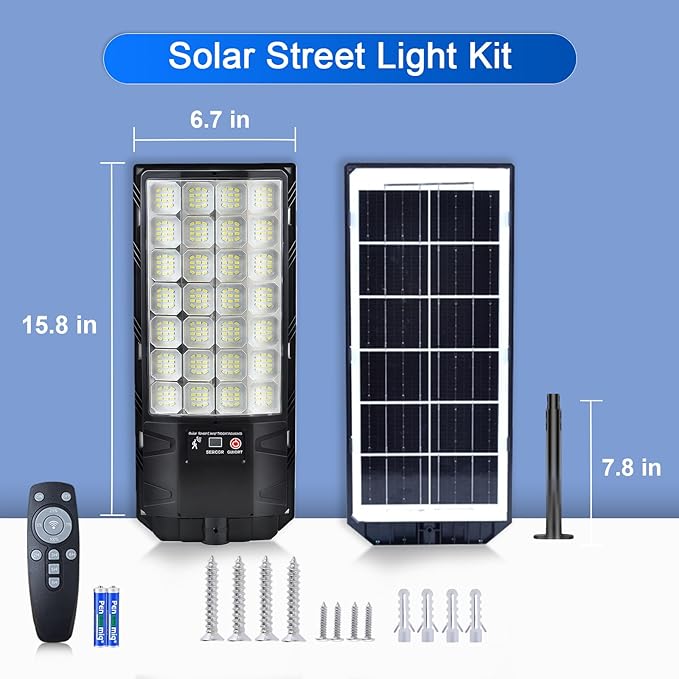 Solar Street Lights Outdoor, 2-Pack 45000LM, Dusk to Dawn Motion Sensor Light with Remote, 7500K LED Solar Flood Light, IP67 Waterproof Wall Mount Security Light for Yard, Garage, Driveway