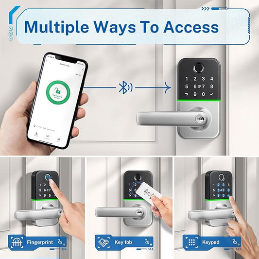 Keypad Smart Door Lock with Handle: Kucacci Keyless Entry Door Lock - Smart Lock for Front Door - Electronic Door Lock with Keypad for Exterior Door - Deadbolt Lever Alternative - Easy Installation