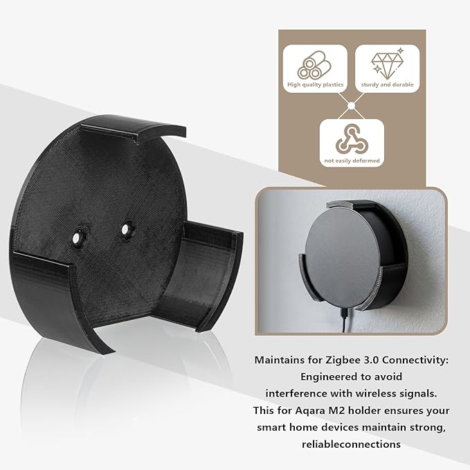 For Aqara Hub M2 Wall Mount Holder - Secure Bracket for Smart Home Gateway, Easy Installation, Space-Saving Design, Compatible with Zigbee 3.0