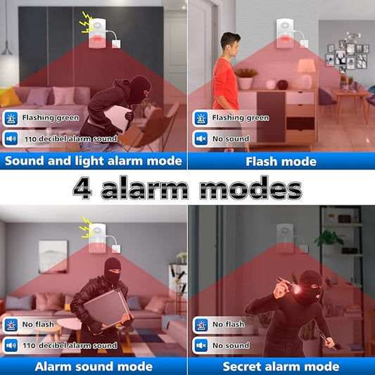 WiFi Motion Sensor Alarm: Smart PIR Motion Detector Alert with 110dB Siren & App Alerts, Tuya App for Remote Arm/Disarm, 4 Alarm Modes Home Security System Compatible with Alexa/Google Assistant