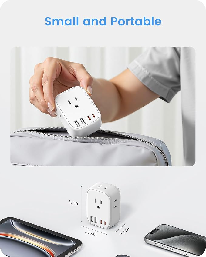 LENCENT Multi Plug Outlet Extender with USB, Electrical Outlet Expander | with 4 AC 4 USB Charger Cube (2 Type C), Small Multiple Wall Tap Plug Splitter for Home Office Travel Cruise Dorm Essentials