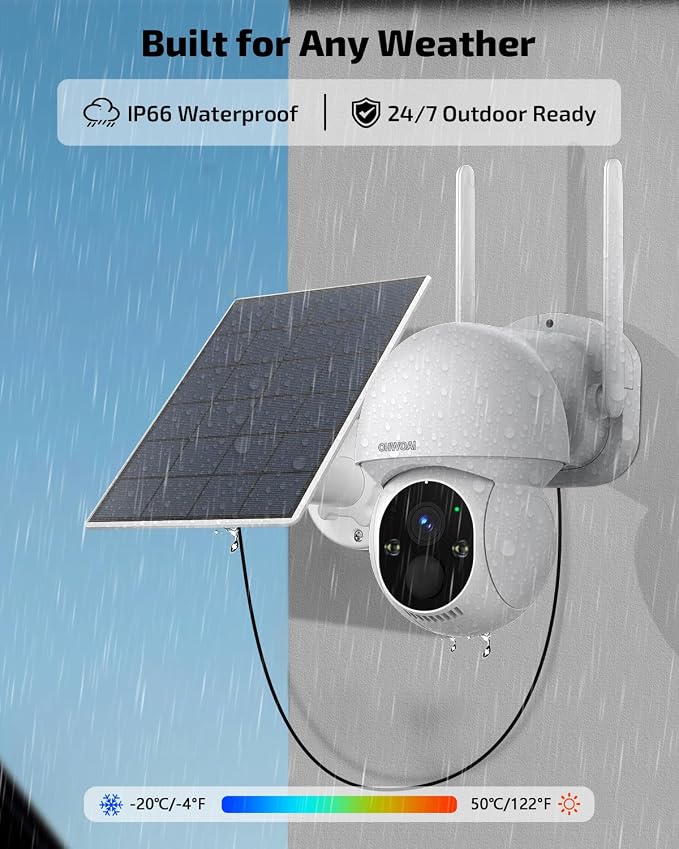 4MP Outdoor Wireless Security Camera System, Solar Powered Battery Cameras