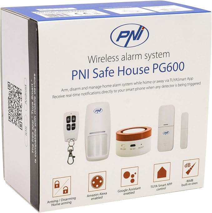 PNI Safe House PG600, Home Security System, Connection, Burglar, Wireless Alarm, Smart Alert Through TUYA iOS/Android Application, Compatible with Alexa and Google Assistant