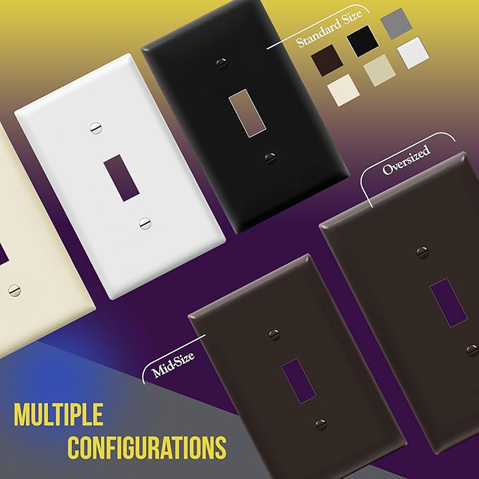 ENERLITES Triple Light Switch Wall Plate, Toggle Switch Plate, Gloss Finish, 3-Gang Mid-Size 4.88" x 6.77", Unbreakable Polycarbonate Thermoplastic, UL Listed, 8813M-BR, Brown