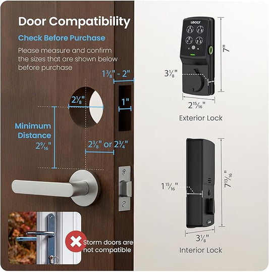 Lockly Guard Deadbolt PGD728WPU Commercial Smart Lock – UL10B/10C Fire Rated Keypad Deadbolt with Fingerprint, Wi-Fi & Bluetooth, Alexa & Google Compatible, 8 AA Batteries, Rekeyable Door Lock