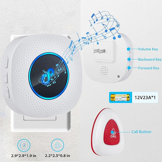 Caregiver Pager, Wireless SOS Call Button for Elderly at Home, Medical Life Alert System for Patients, Disabled, Nurses