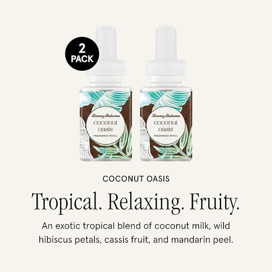 Pura & Tommy Bahama Home Scent Refill - Smart Home Air Diffuser - Premium Fragrance in Every Refill - Household Essential - Diffuser Fragrance - 2 Pack, Coconut Oasis