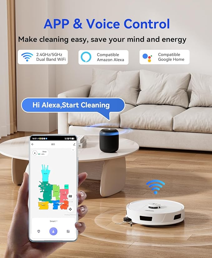 Robot Vacuum Cleaner 20,000 Pa Robot Vacuum and Mop,120 Day Self Emptying Vacuum Robot,Lidar Navigation,5G/2.4GWiFi APP Aspirateur Robot,Self-Charging Robot Vacuums for Pet,Floor,Carpet White