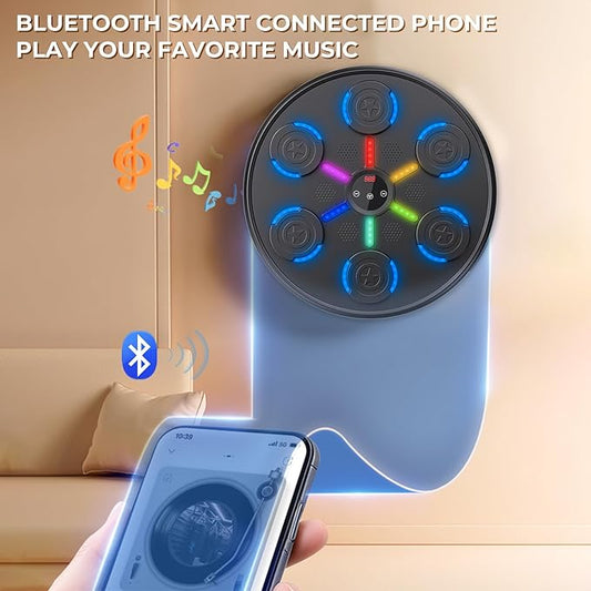 2025 New Music Boxing Machine with Boxing Gloves, Wall-Mounted, Upgraded Large Smart Bluetooth Music Boxing Target Workout Equipment for Home, Suitable for Kids and Adults(19.29''x19.29''x2.17'')