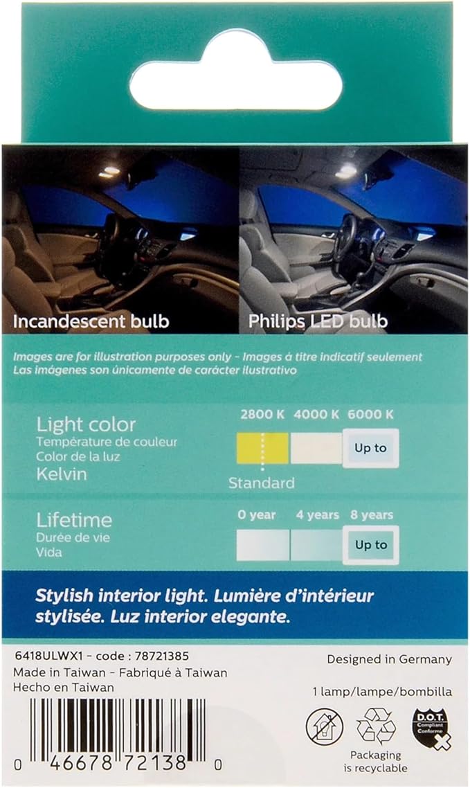 Philips 6418 Ultinon LED Bulb (White), 1 Pack