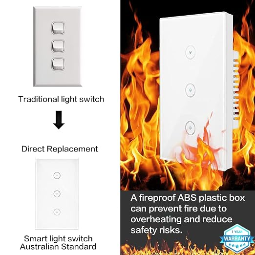 Jinvoo Smart Light Switch, WiFi Light Switch, Smart Switchh, Alexa Lightt Switchh, Compatible with Alexa and Google, Smart Life Control, Glass Panel Timer, No Hub Required (3 Gang)