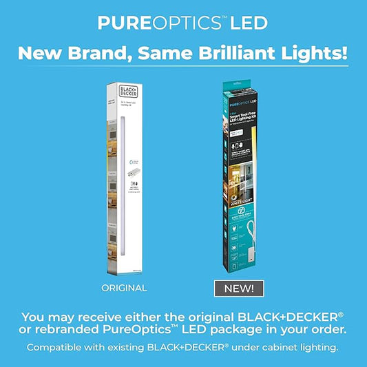 PureOptics LED Works with Alexa Smart Under Cabinet Lighting, Adjustable LEDs, 24" Bar, White