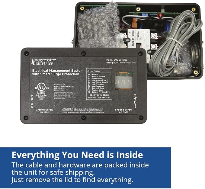 Progressive Industries EMS-LCHW30 Heavy Duty RV Surge Protector, Black, 30 Amp