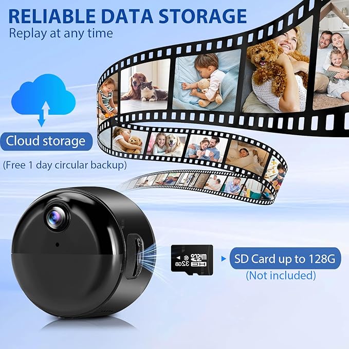 Mini Camera, 1080P Wireless Indoor Security Camera, Upgraded 60-Days Battery Life, Auto Night Vision, PIR Motion Detection, Support 5G Wi-Fi, Remote Viewing for Baby Pet Monitoring and Home