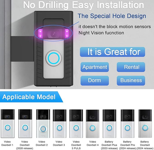 AOZTSUN Anti-Theft Adjustable Video Doorbell Mount Compatible with Ring/Blink Wireless Video Doorbell, Mounting Bracket Accessories for Houses, Apartments, Not for Security Door