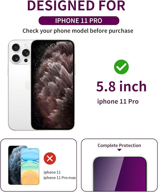 2 Pack Privacy Screen Protector for iPhone 11 Pro/Xs Tempered Glass 5.8'' Private Saver Anti-Spy Eye Protection Anti-Scratch Full Coverage No Bubble