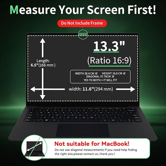 Laptop Privacy Screen 13.3 Inch, Laptop Screen Privacy Shield 16:9 Aspect Ratio Anti-Glare Blue Light Computer Monitor Protector,Removable 13in Filter for Lenovo HP Acer Asus Thinkpad Envy Xps